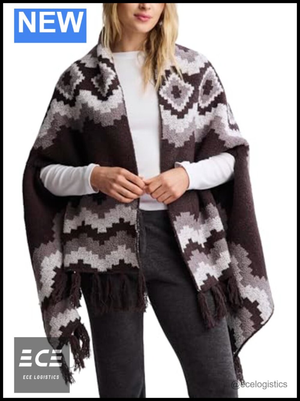 CozyChic Mosaic Wrap 100% Polyester Geometric Cold Weather Scarf
